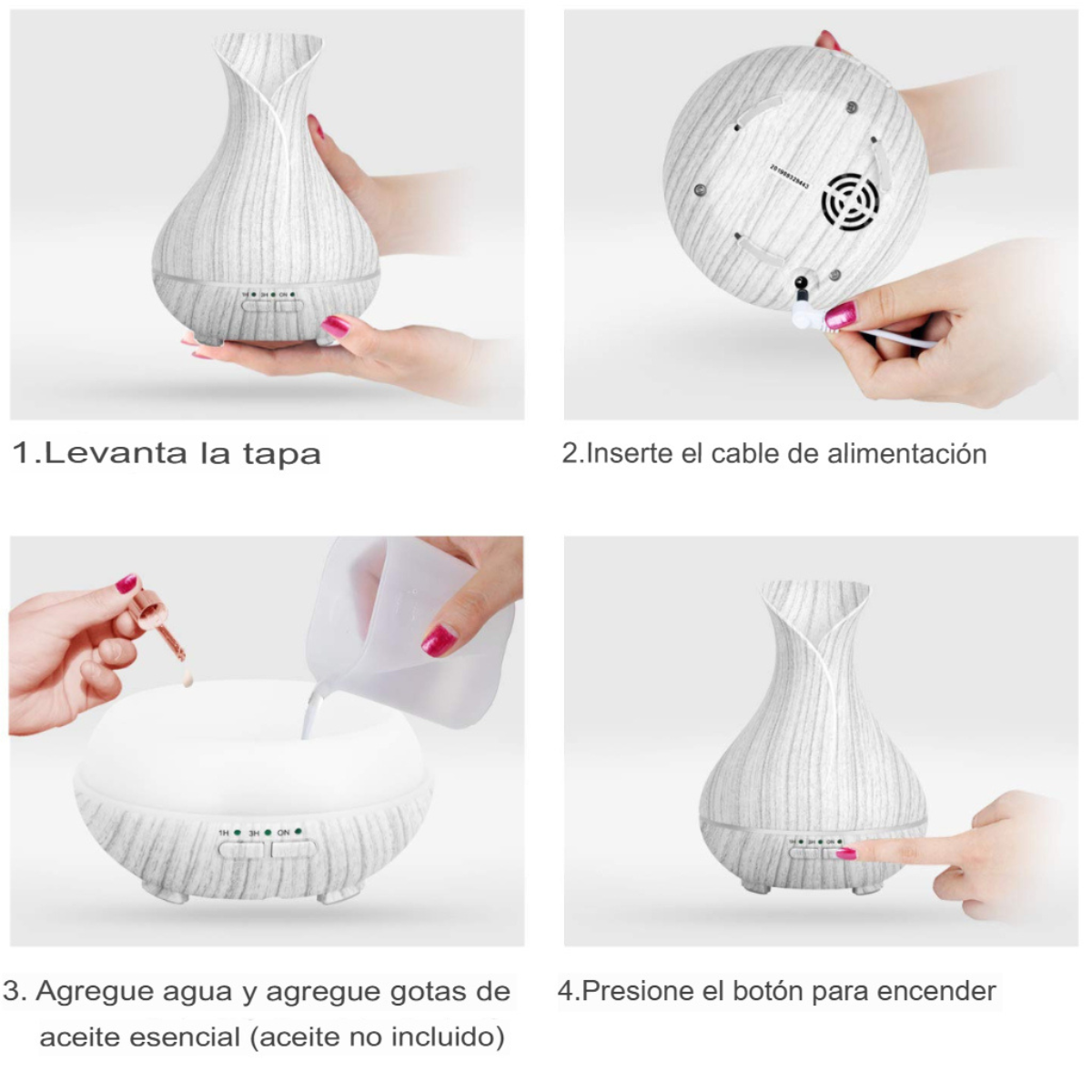 Humidificadora Madera Estilo Blanqueado