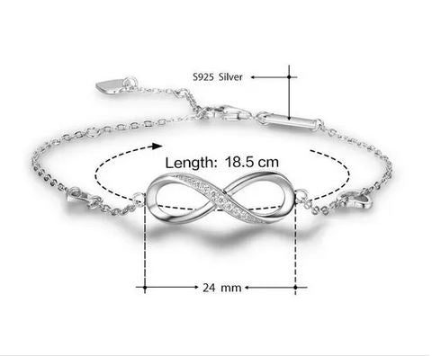 Pulsera Plata 925 Símbolo Amor Infinito