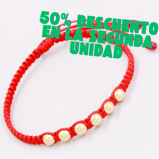 BRAZALETE HECHO A MANO CON BALINES DE ORO LAMINADO DE 18k