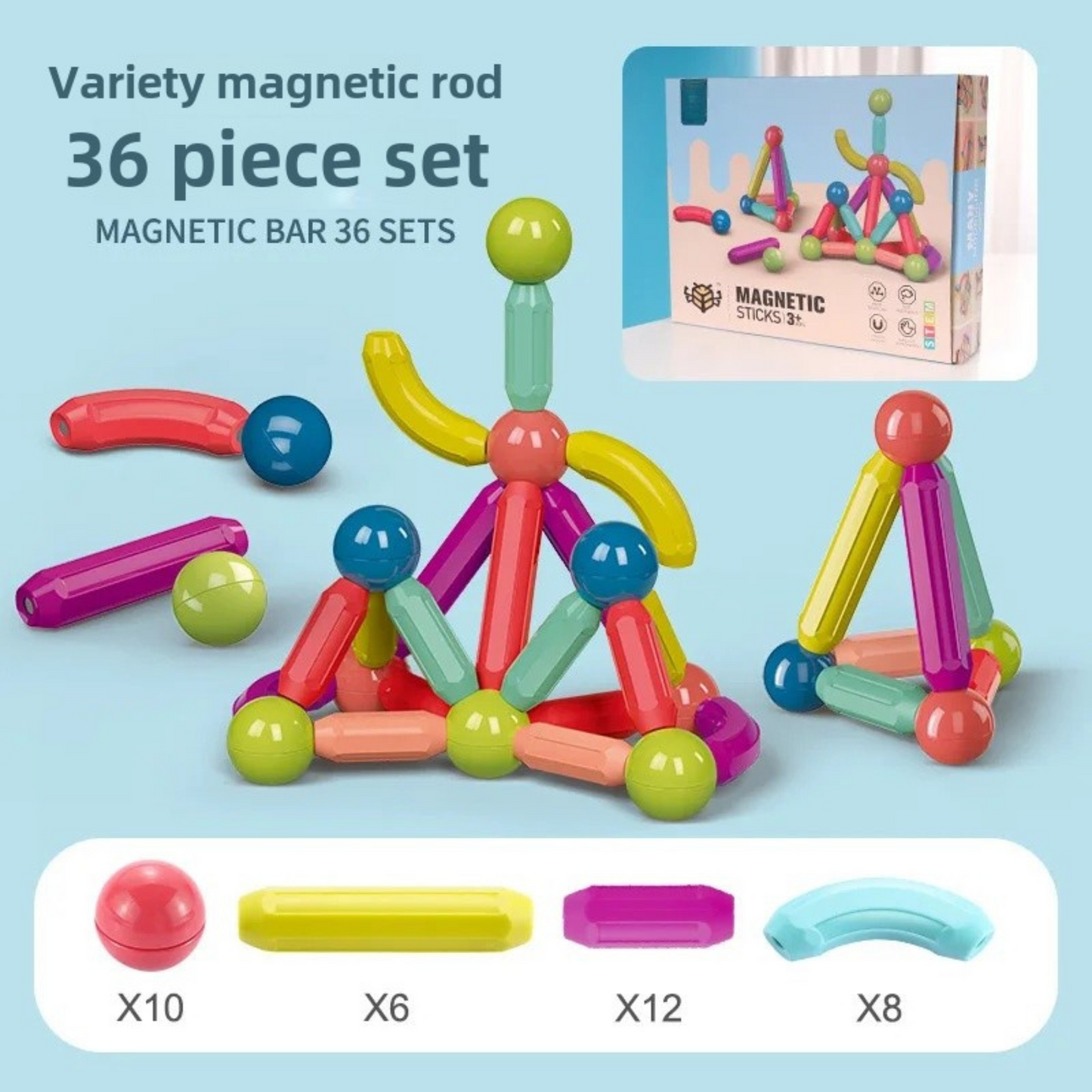 Palos Magneticos de 36 Pcs