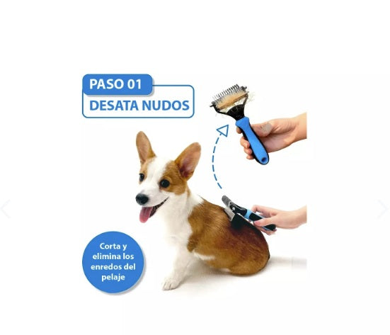 Cepillo 2 en 1 Antinudo y Deslanador