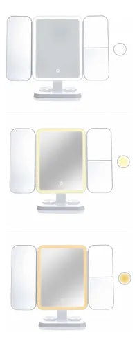 Espejo De Maquillaje Triple Iluminado