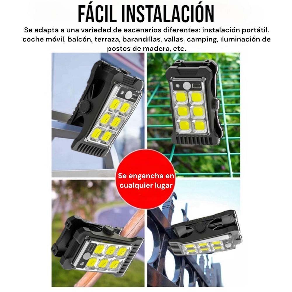 Foco Solar Led Con Pinzas Exterior