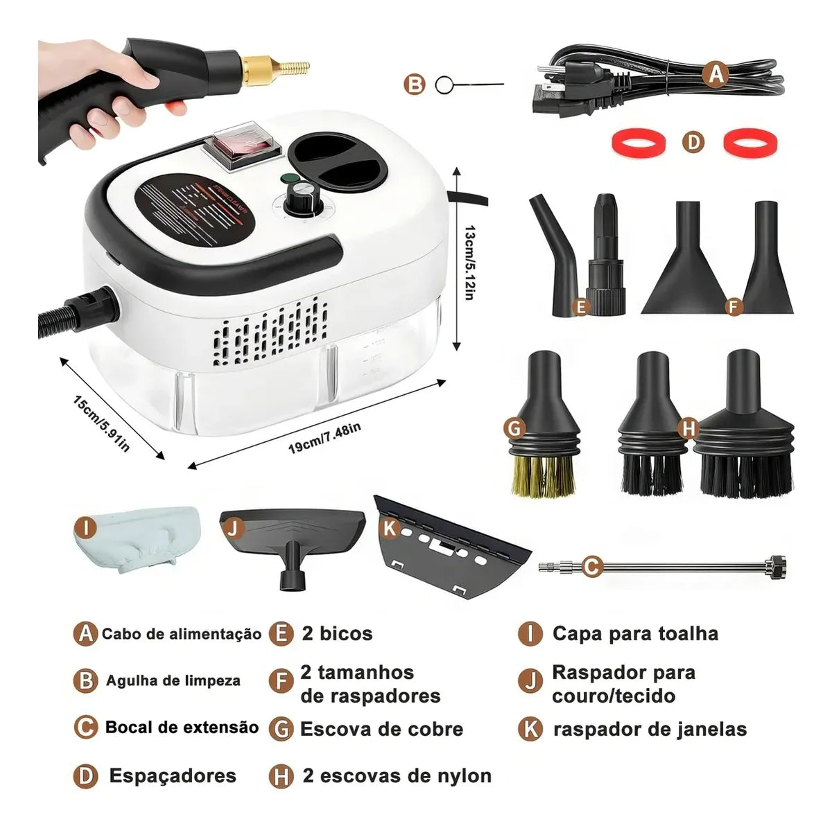 Limpiador A Vapor de Presión Portátil